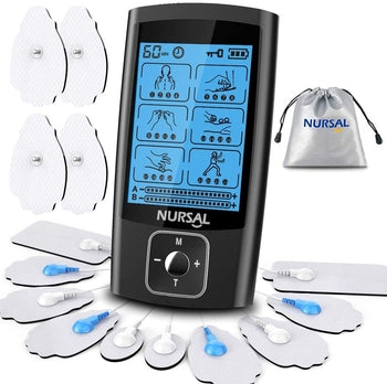 NURSAL Dual Channel EMS TENS Unit 24 Modes Muscle Stimulator for Pain